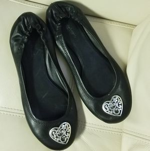 Brighton Heart black leather ballet flats Sz. 8.5